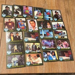 Vintage Topps Superman III trading cards from 1983.  Stack of 23 cards.